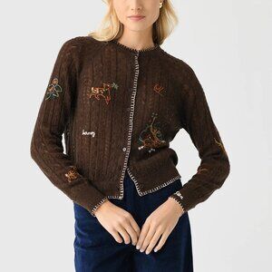 Sea Martha Embroidered Alpaca Wool Cardigan